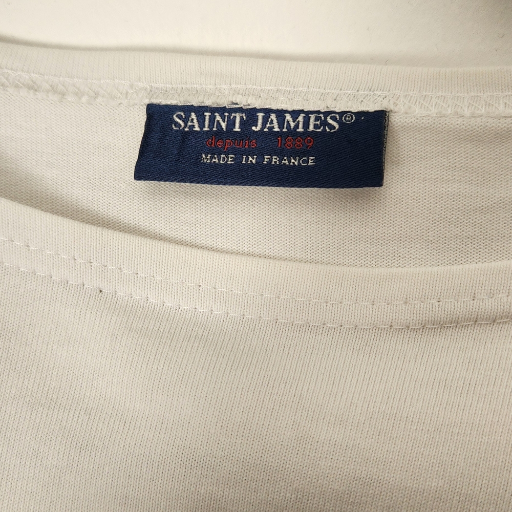 Saint James White and Navy Striped Long Sleeve Top - Picture 3 of 7